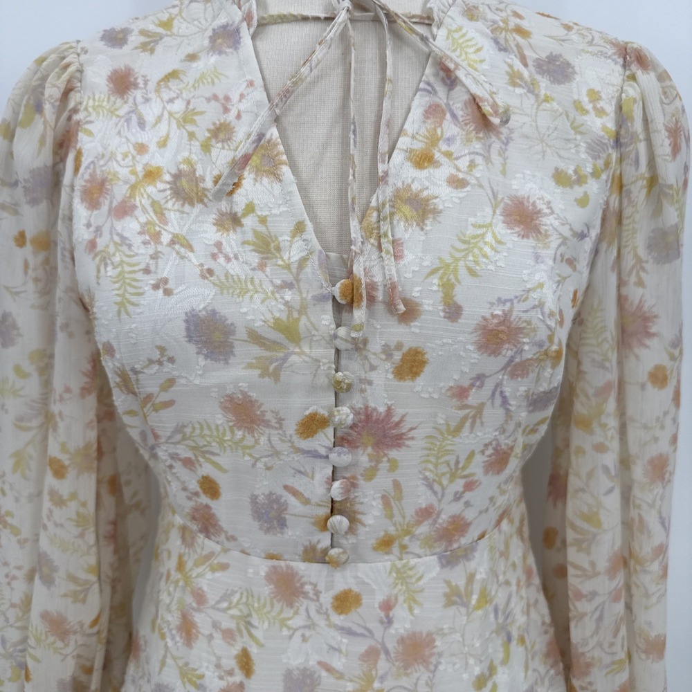 Petite Studio NYC Womens Floral Sheer Sleeve Cottage Dress Size XS Midi NEW - Picture 5 of 16
